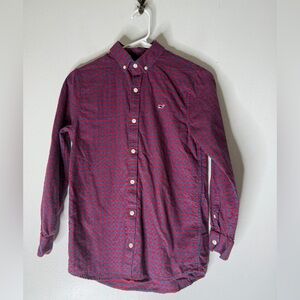 Vineyard‎ Vines Boys Medium (10-12) Flannel Collar Button down Red Blue Check